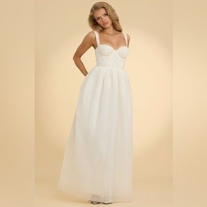 Ivory Maxi Dress with Embellished Bust